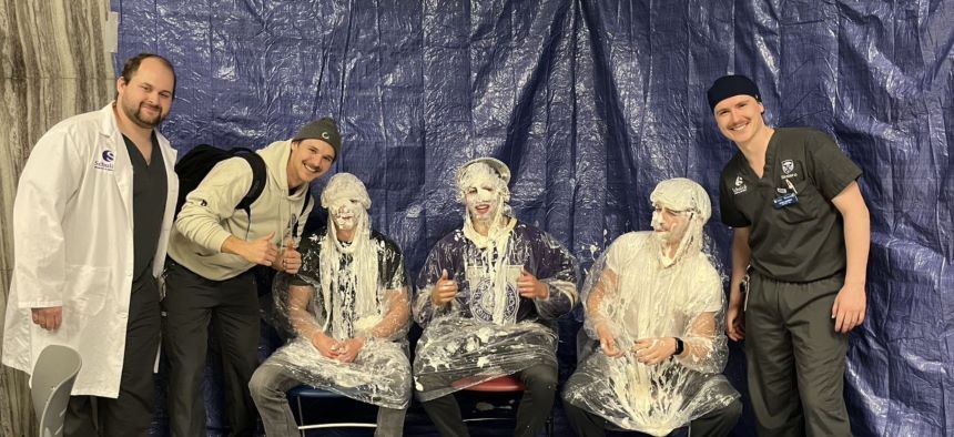 Dentistry students with Pie in the face 